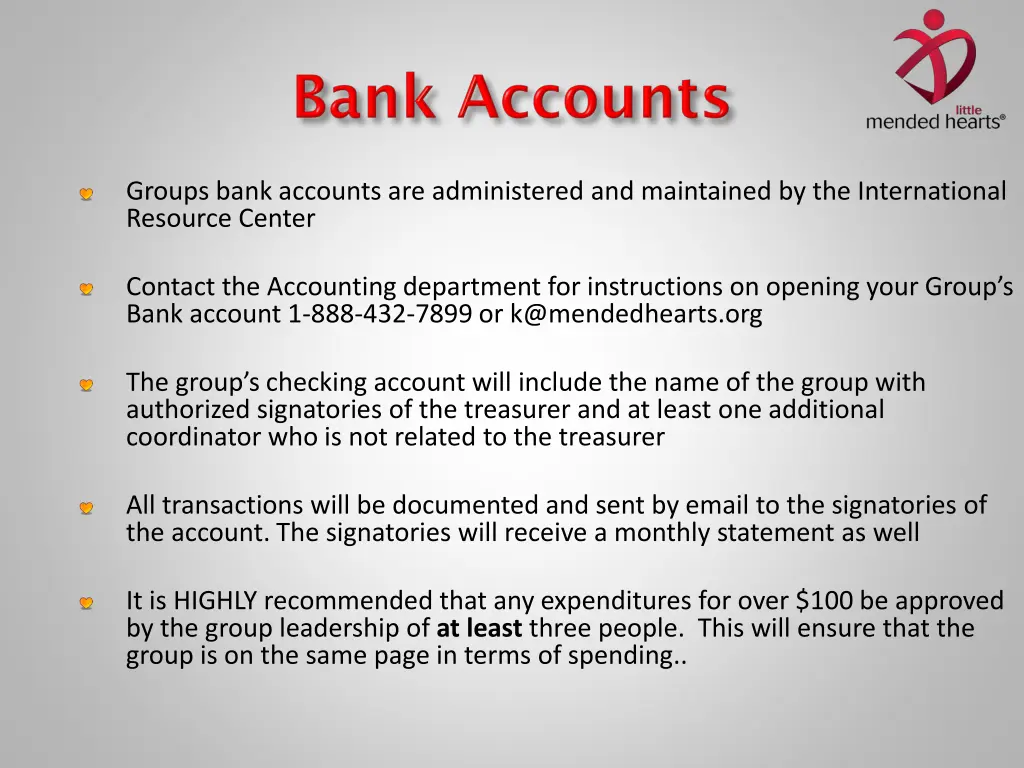 groups bank accounts are administered