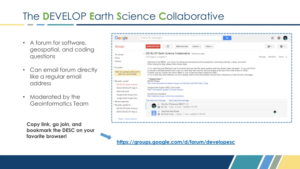 the d evelop e arth s cience c ollaborative