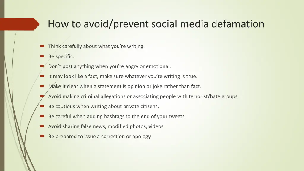 how to avoid prevent social media defamation