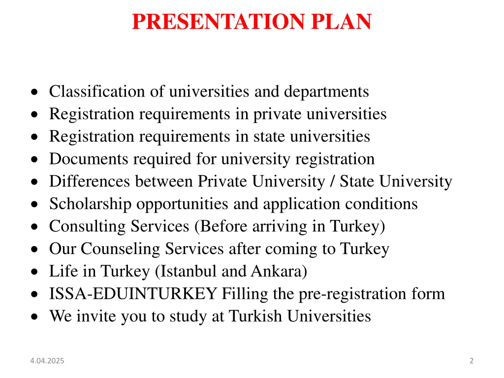 presentation plan