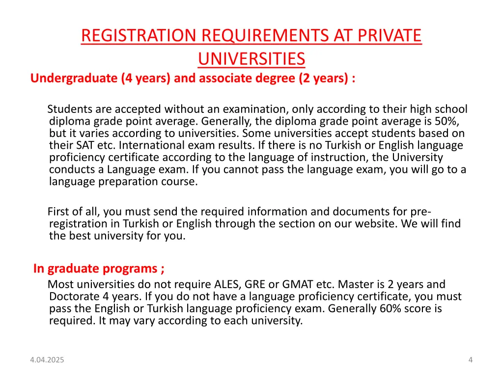 registration requirements at private universities