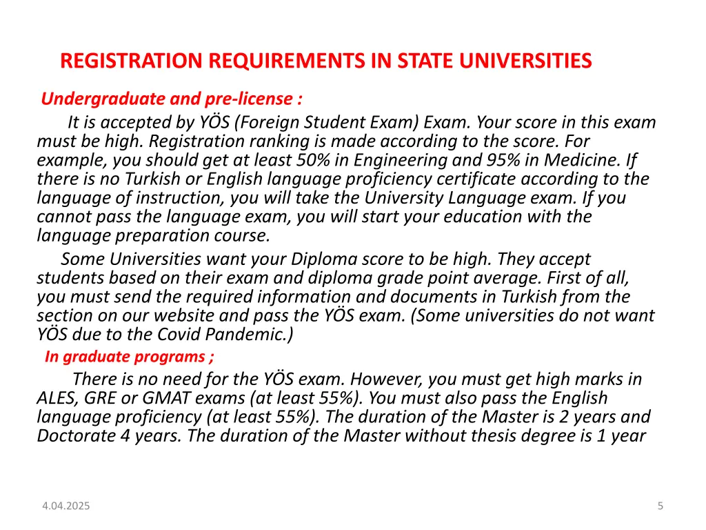 registration requirements in state universities
