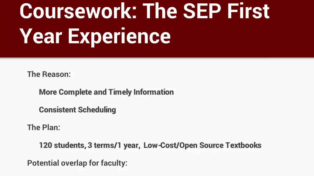 coursework the sep first year experience