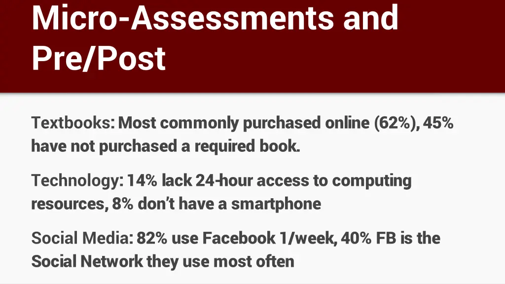 micro assessments and pre post