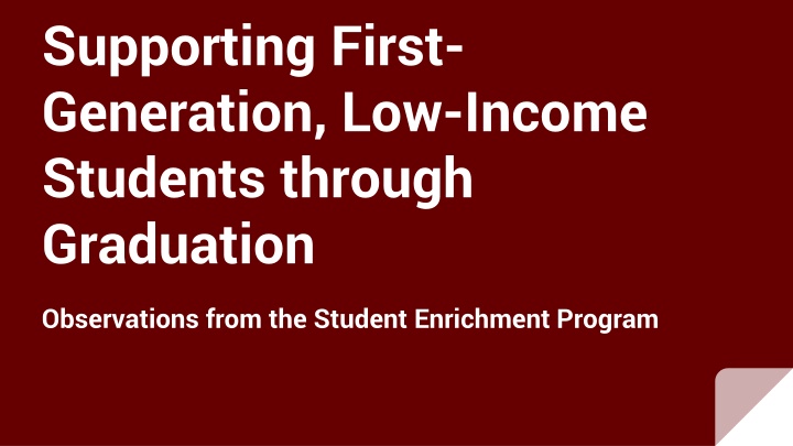 supporting first generation low income students