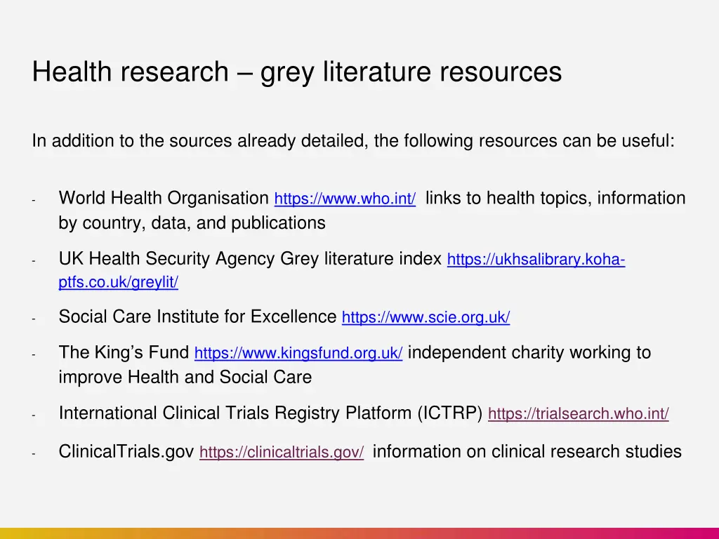 health research grey literature resources
