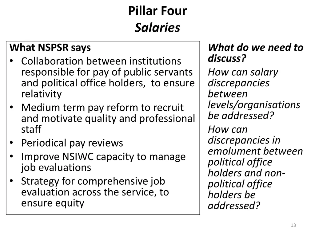 pillar four salaries