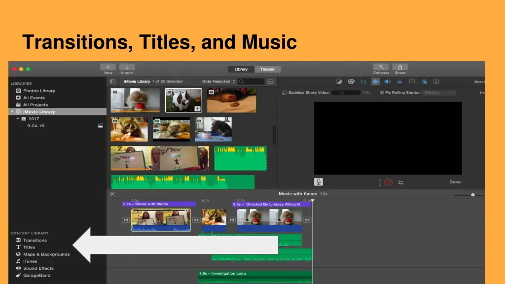 transitions titles and music