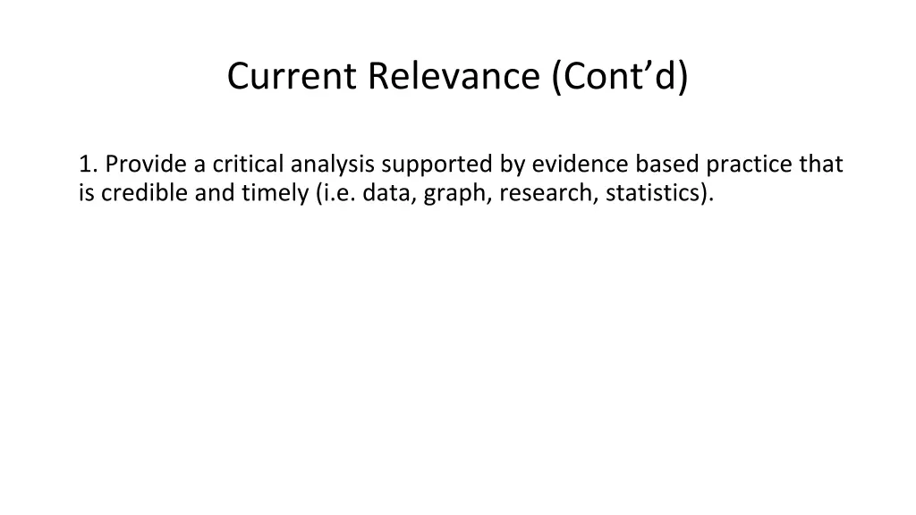 current relevance cont d