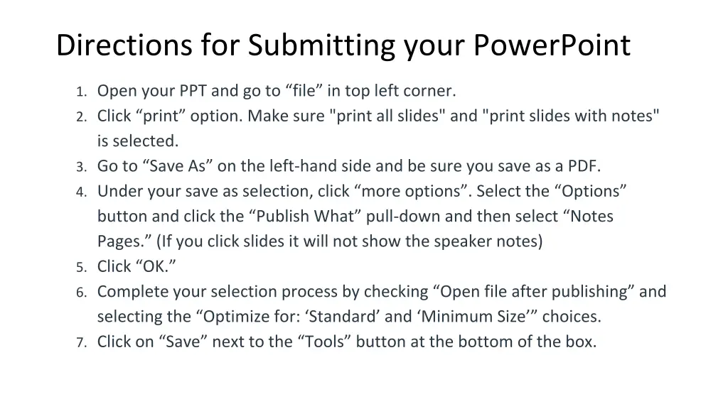 directions for submitting your powerpoint