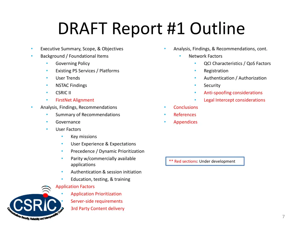 draft report 1 outline