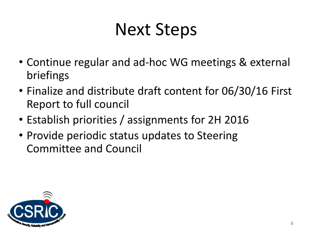 next steps