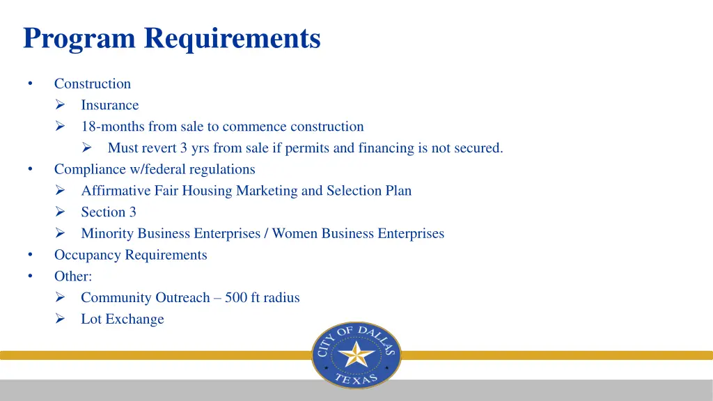 program requirements