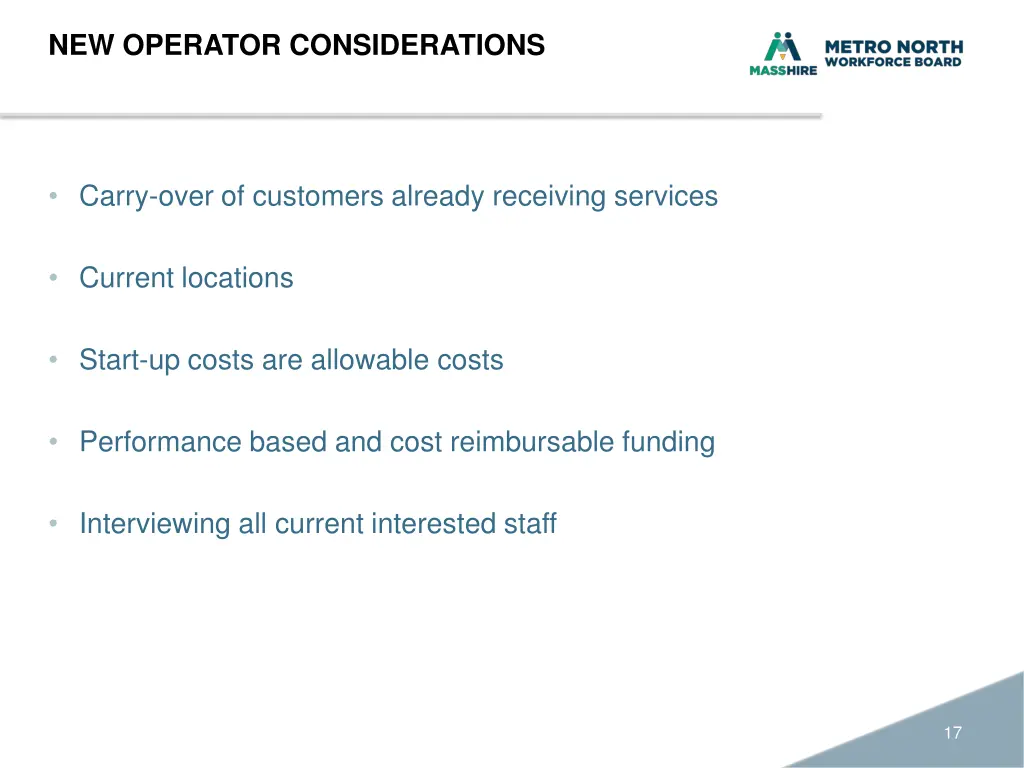 new operator considerations