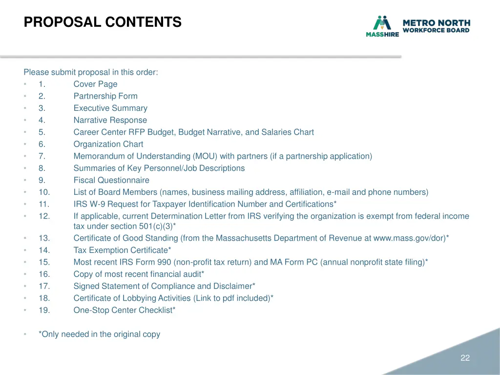 proposal contents