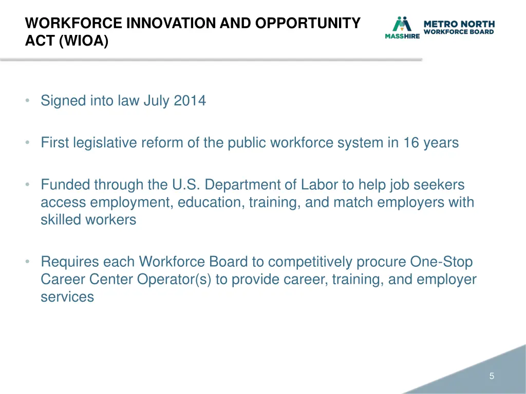 workforce innovation and opportunity act wioa