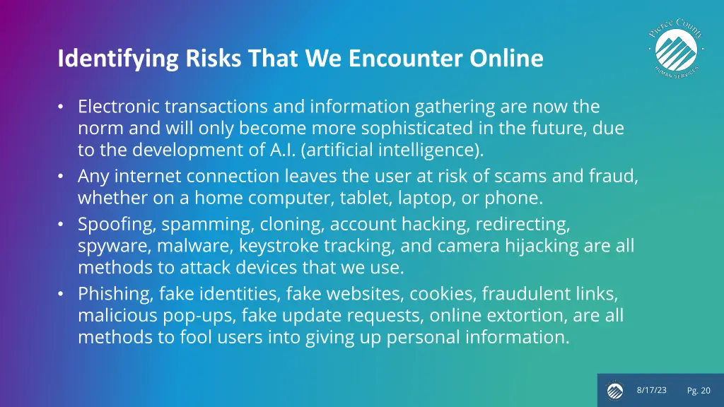 identifying risks that we encounter online