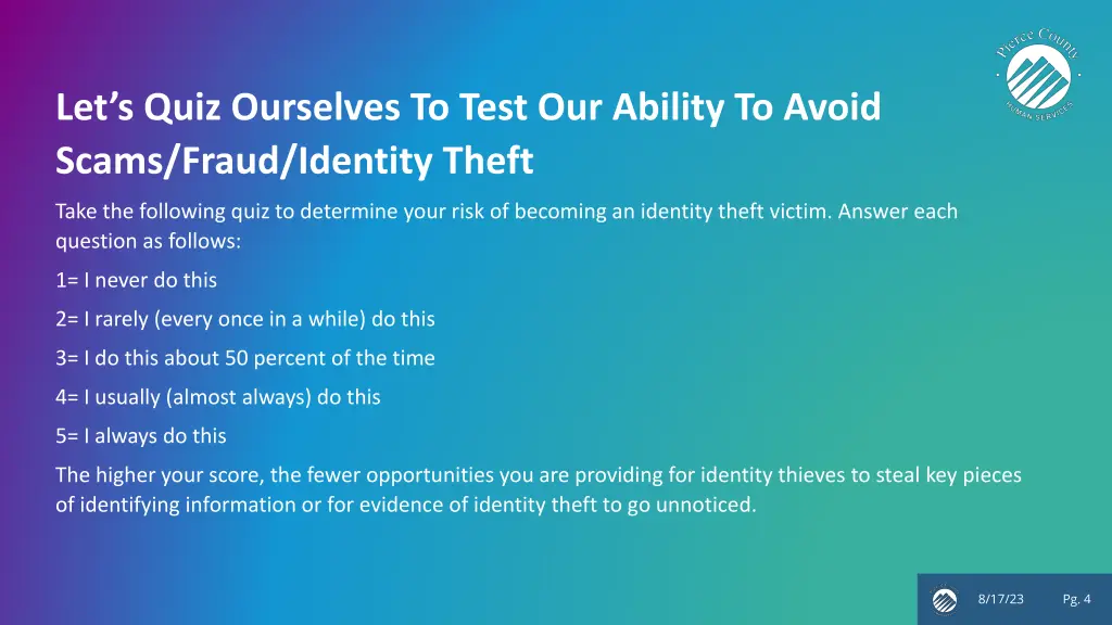 let s quiz ourselves to test our ability to avoid