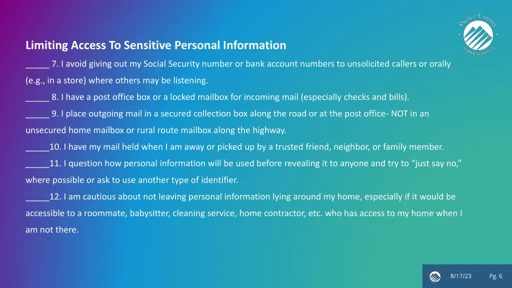 limiting access to sensitive personal information