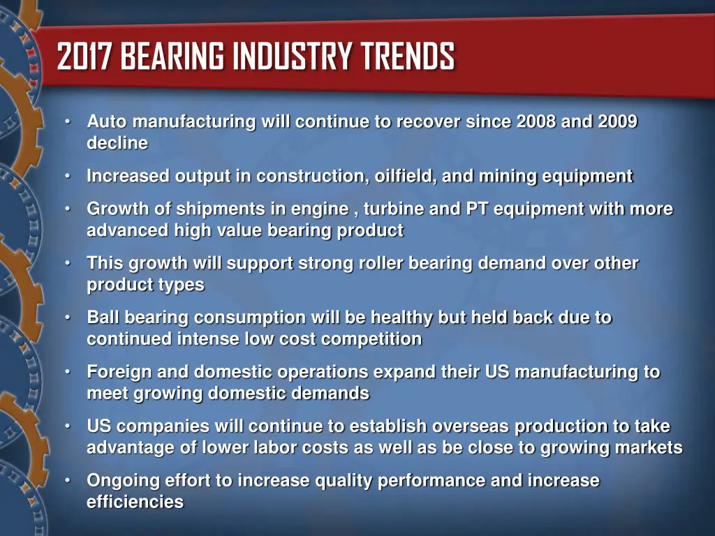 2017 bearing industry trends