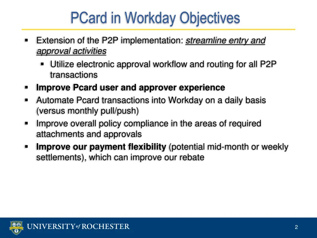 pcard in workday objectives