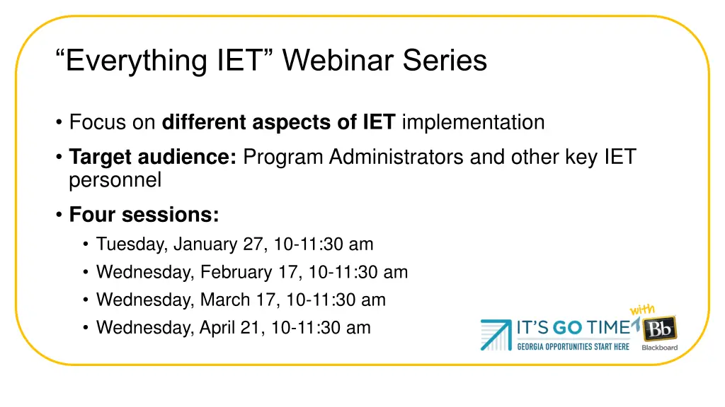 everything iet webinar series