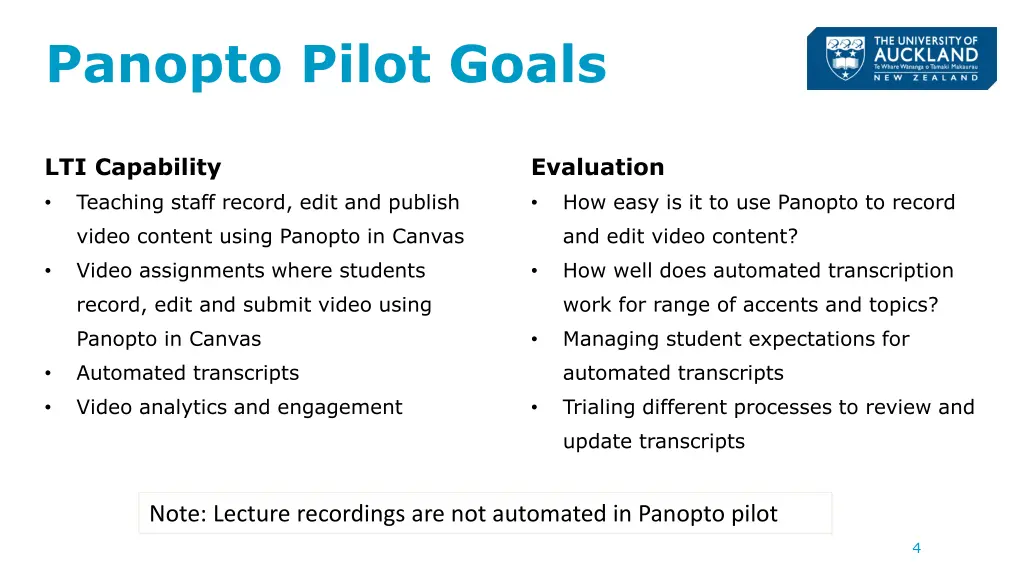 panopto pilot goals