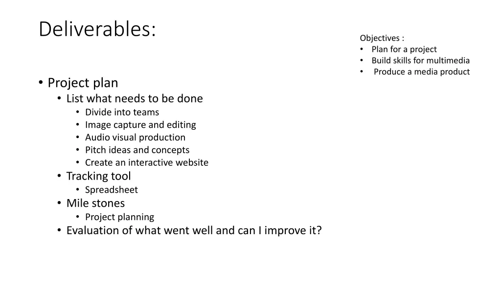 deliverables