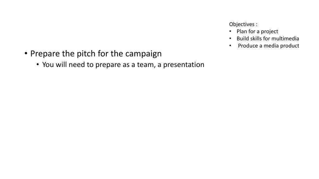 objectives plan for a project build skills 1