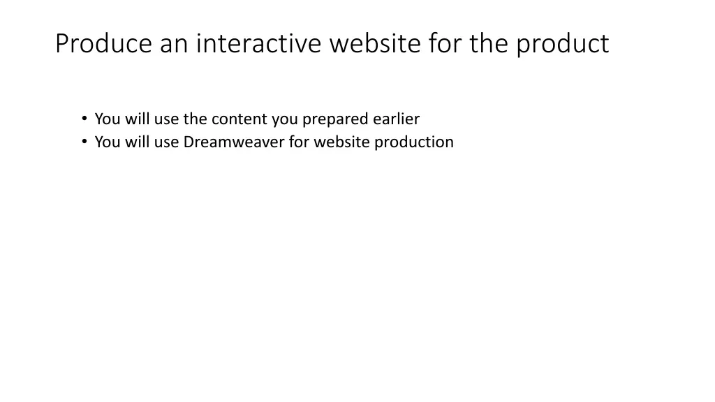 produce an interactive website for the product