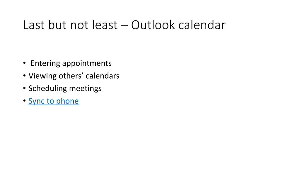 last but not least outlook calendar