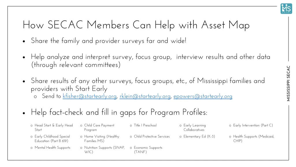 how secac members can help with asset map