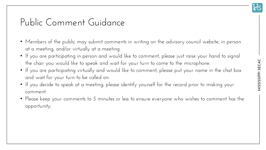 public comment guidance