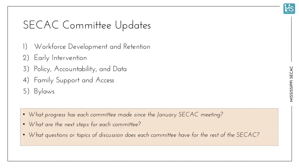 secac committee updates 1