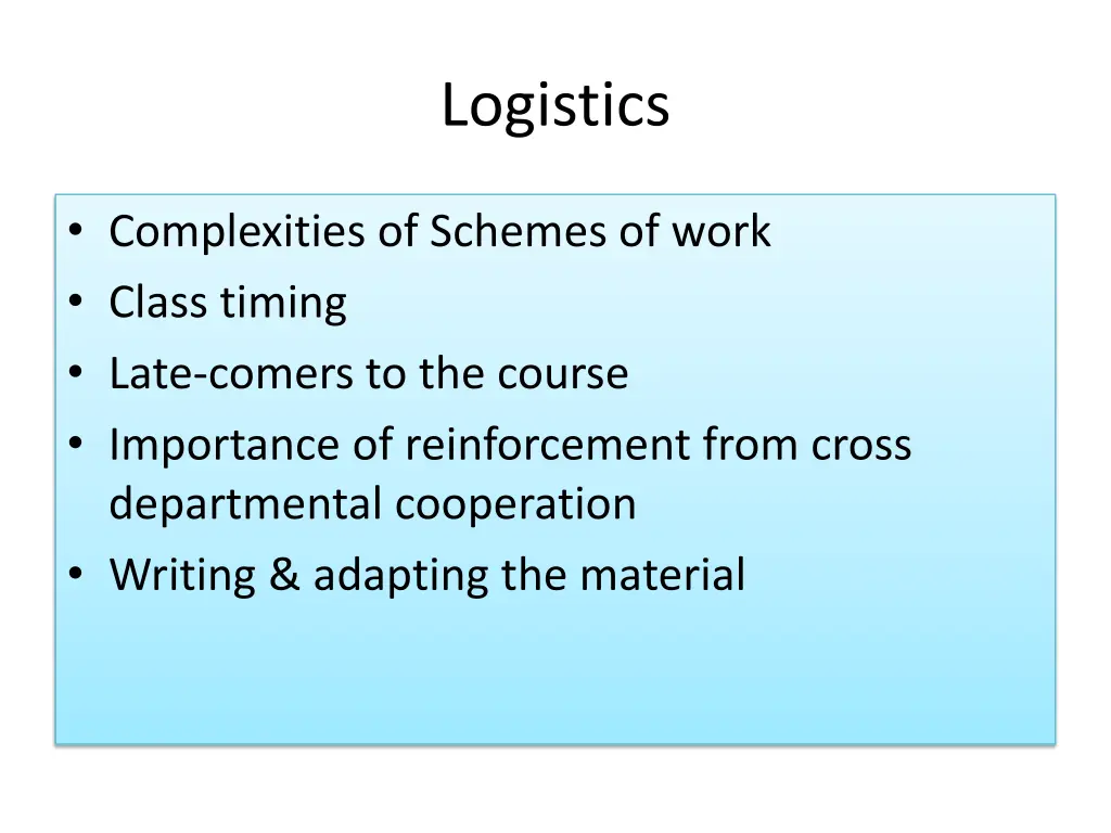 logistics