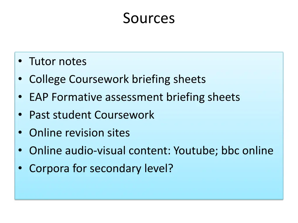sources