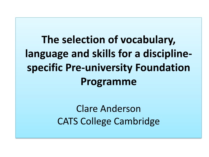 the selection of vocabulary language and skills