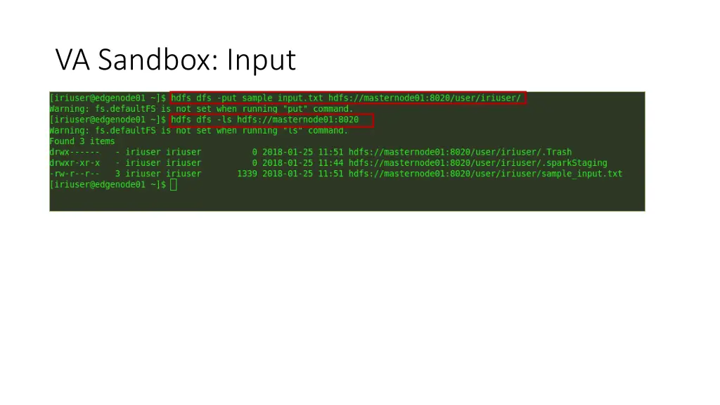va sandbox input