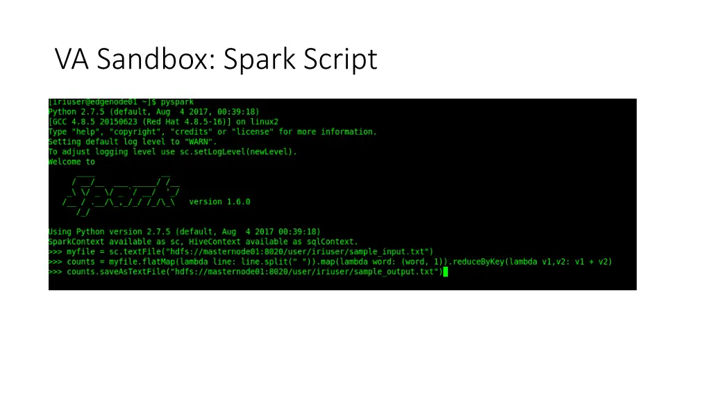 va sandbox spark script