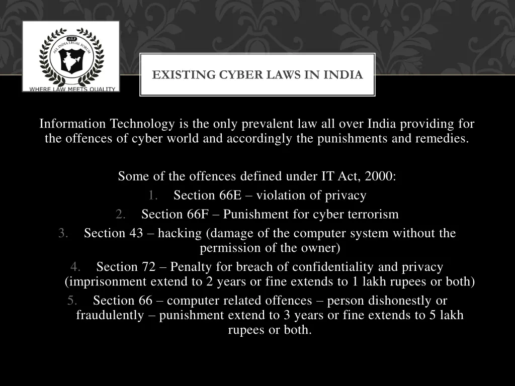 existing cyber laws in india