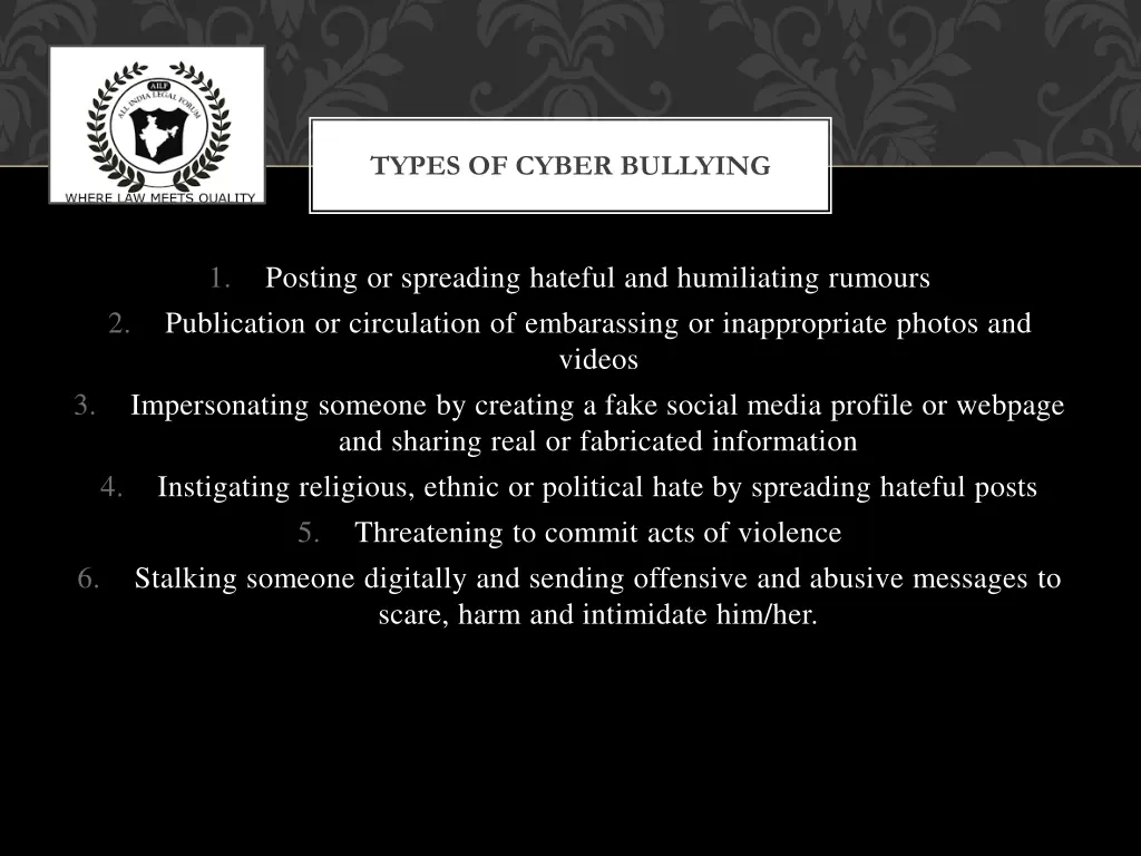 types of cyber bullying