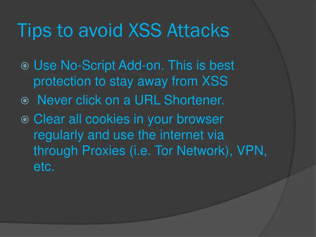 tips to avoid xss attacks