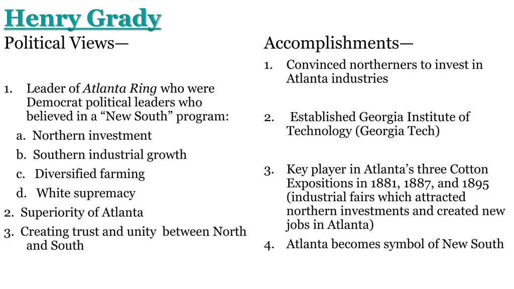 henry grady political views