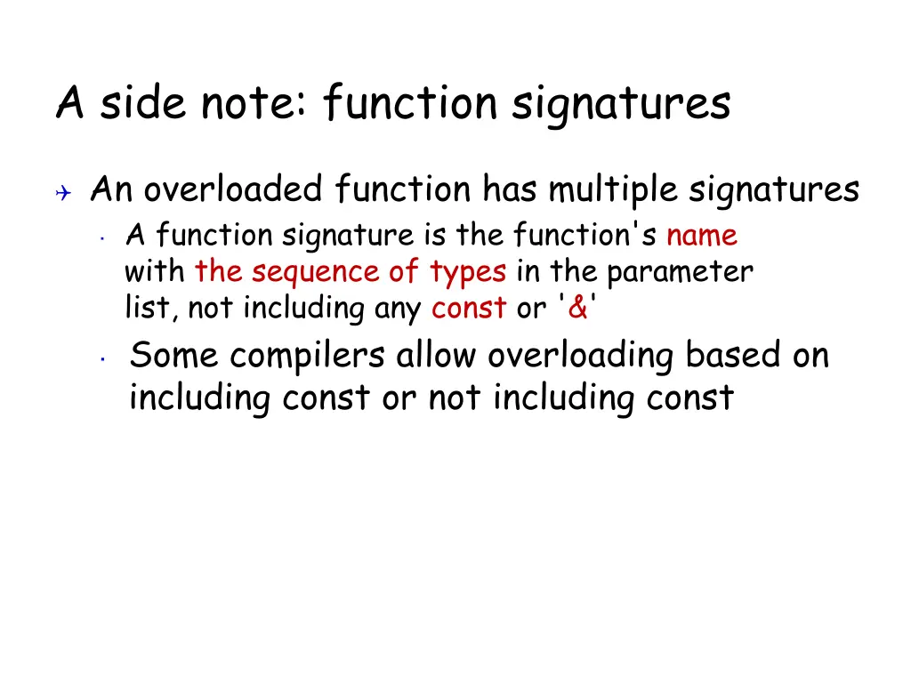 a side note function signatures