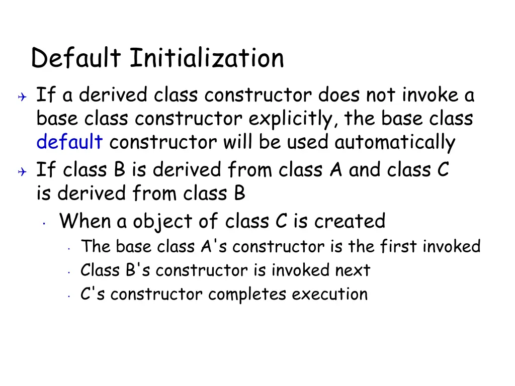 default initialization if a derived class