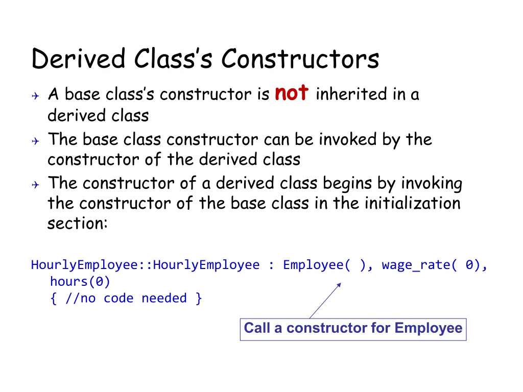 derived class s constructors a base class