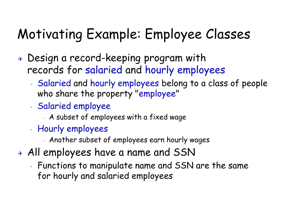 motivating example employee classes