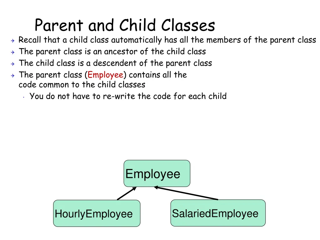 parent and child classes recall that a child